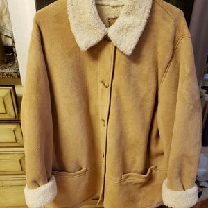 Lauren by Ralph Lauren Shearling & Suede Coat